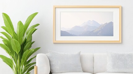 Poster - Interior picture frame mockup, elegant design, ample free space for artwork display, modern aesthetic, versatile for various decor styles, perfect for showcasing creativity