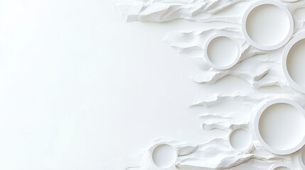 Poster - Vintage white circle rings, faded distressed texture, geometric pattern on a white background, evokes a sense of timeless elegance with a minimalist aesthetic.