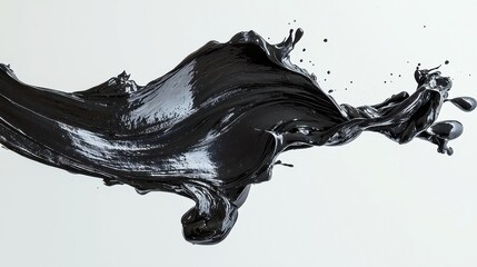 Poster - Ink Splash Aesthetic, a dynamic composition of abstract black brush strokes and stains, embodying the essence of Japanese artistic expression on a pristine background.
