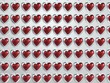 © Linda Space - shiny small red heart pattern arranged on white background, for valentines wedding anniversary or other love themed card banner backdrop