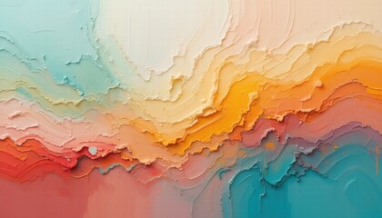 Fototapete - Abstract painting featuring vibrant colors splashed across a textured wall, creating a dynamic visual experience.