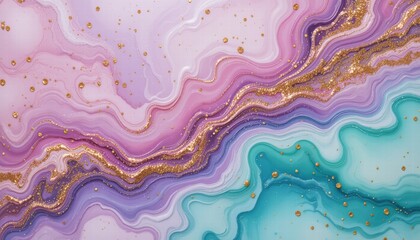 Fototapete - Vibrant abstract painting with rich gold and purple swirls, blending colors to create an eye-catching and dynamic composition.