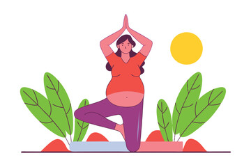 pregnant woman yoga vector illustration