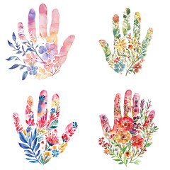 Poster - Creative floral hand illustrations artistic display digital art colorful environment aesthetic perspective nature concept