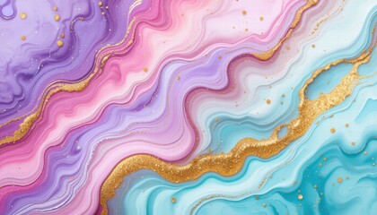 Fototapete - Vibrant abstract painting with rich gold and purple swirls, blending colors to create an eye-catching and dynamic composition.