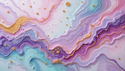 Fototapete - Vibrant abstract painting with rich gold and purple swirls, blending colors to create an eye-catching and dynamic composition.