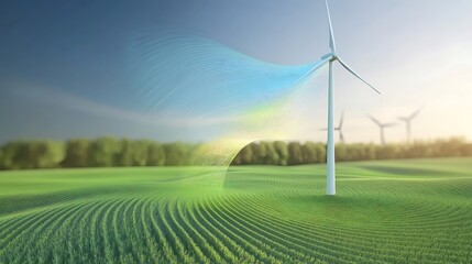 Wall Mural - Clean Energy: Wind Turbines in a Verdant Field