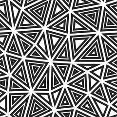 Poster - geometric background. large triangles size. multiple repeated inner triangles. black and white style