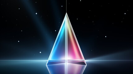 Poster - Vibrant prism light effects in a black space setting with shimmering ribbed patterns