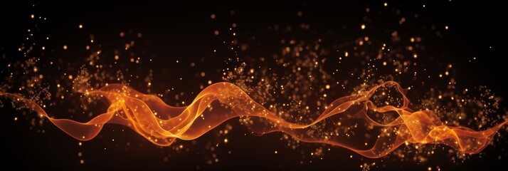 Poster - Colorful light flares  molecular motion effects in shades of orange and marsh on a dark background