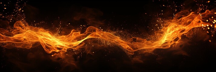 Poster - Vibrant light flares  colorful molecular motion effects on a dark marsh and orange background