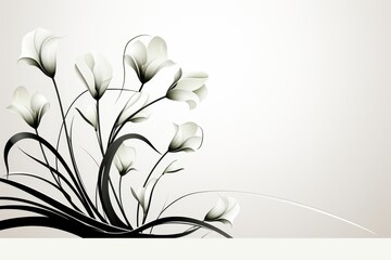 Poster - Minimalist card design featuring elegant flower shapes and subtle flower buds for text space
