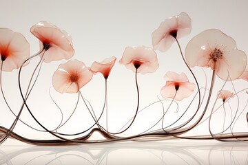 Poster - Elegant glossy card featuring minimalist floral design with flowing lines and buds in background