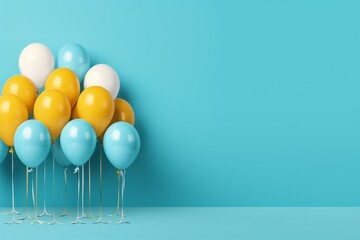 Poster - Stylized festive balloons on a vibrant background with space for custom text display