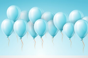 Poster - Stylized festive balloons on a bright background with space for text at the bottom or corner