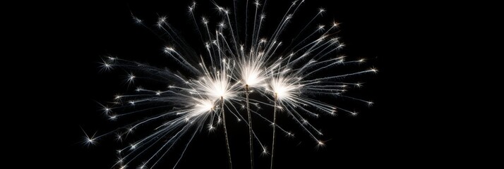 Poster - Sleek minimalist fireworks display against a dark background for a contemporary aesthetic