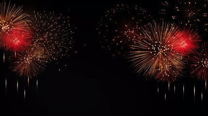 Poster - Elegant minimalist fireworks display on dark background with space for custom text