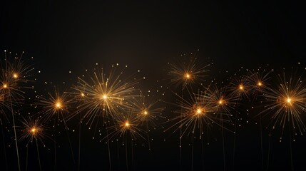 Poster - Elegant minimalistic fireworks display on dark background with text space available