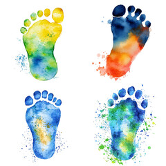 Poster - Creative footprint art in vibrant colors studio setting digital illustration artistic environment aesthetic perspective