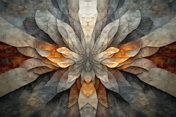 Aufkleber - Abstract floral pattern created by layered textures in warm and cool tones. Generative AI