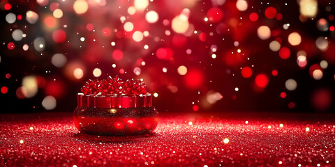 Poster - Festive red glitter abstract background