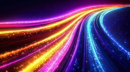Poster - Abstract colorful light trails, glowing streaks, vibrant energy, dynamic motion.