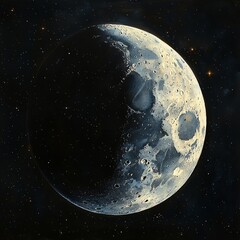 Wall Mural - An illustration of the moon, watercolor style,  isolated. 