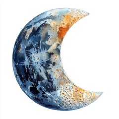 Wall Mural - An illustration of the moon, watercolor style,  isolated. 