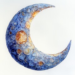 Wall Mural - An illustration of the moon, watercolor style,  isolated. 