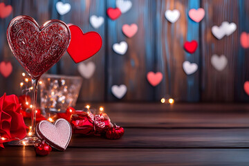 Wall Mural - Valentines day background with hearts