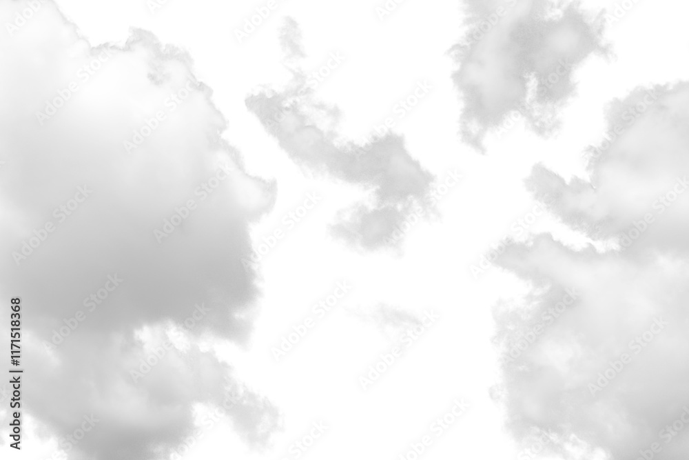 white clouds isolated on a transparent background in PNG format. soft ...