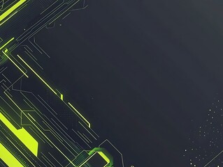 Leinwandbilder - Abstract Green Lines Dark Background Digital Art