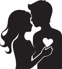 Wall Mural - Valentine silhouette vector illustration. transparent png