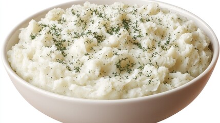 Wall Mural - Creamy mashed potatoes garnished with herbs in a bowl.