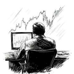 Poster - Analyst reviewing financial data on computer screen.