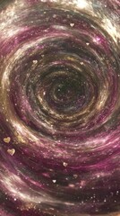 Wall Mural - enchanting galaxy-themed background with swirling nebulae and heart-shaped stars in a mystical pink,
