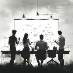 Poster - Team brainstorming ideas on whiteboard