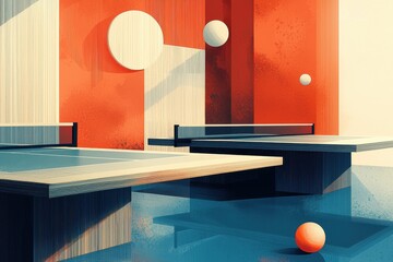 Poster - abstract table tennis poster with vibrant geometric design