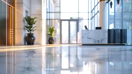Poster - Modern building lobby with marble floor and large windows