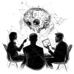 Poster - Team brainstorming innovative ideas, visualized as a connected network.
