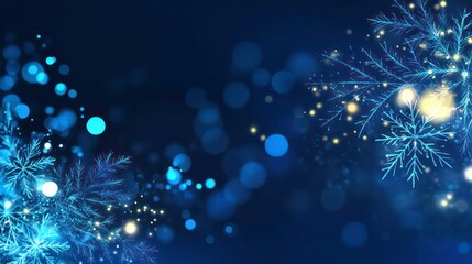 Canvas Print - a dark blue background with glowing snowflakes and bokeh circles creates a magical wintery feel. chr