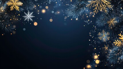 Canvas Print - a dark blue background with glowing snowflakes and bokeh circles creates a magical wintery feel. chr