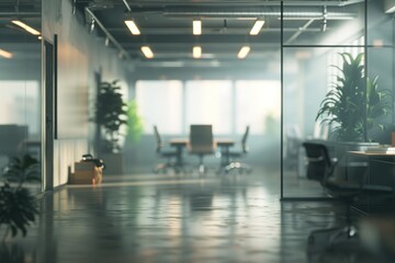 Poster - Modern office interior with natural light and sleek design.
