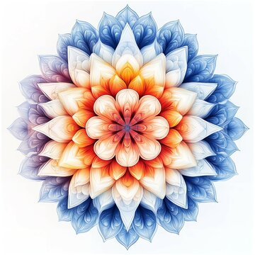 Exquisite floral mandala with subtle gradients white background