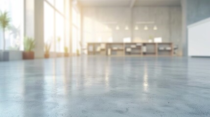 Poster - Modern office space with polished concrete floor and large windows.