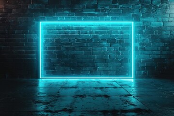 Poster - Neon glow illuminates brick wall, creating a vibrant, modern backdrop.