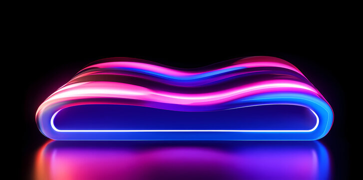 colorful neon-curved abstract shapes on a black background