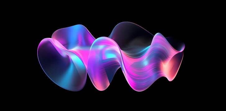 colorful neon-curved abstract shapes on a black background