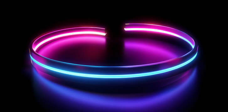 colorful neon-curved abstract shapes on a black background