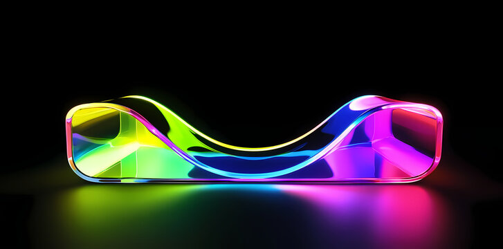 colorful neon-curved abstract shapes on a black background